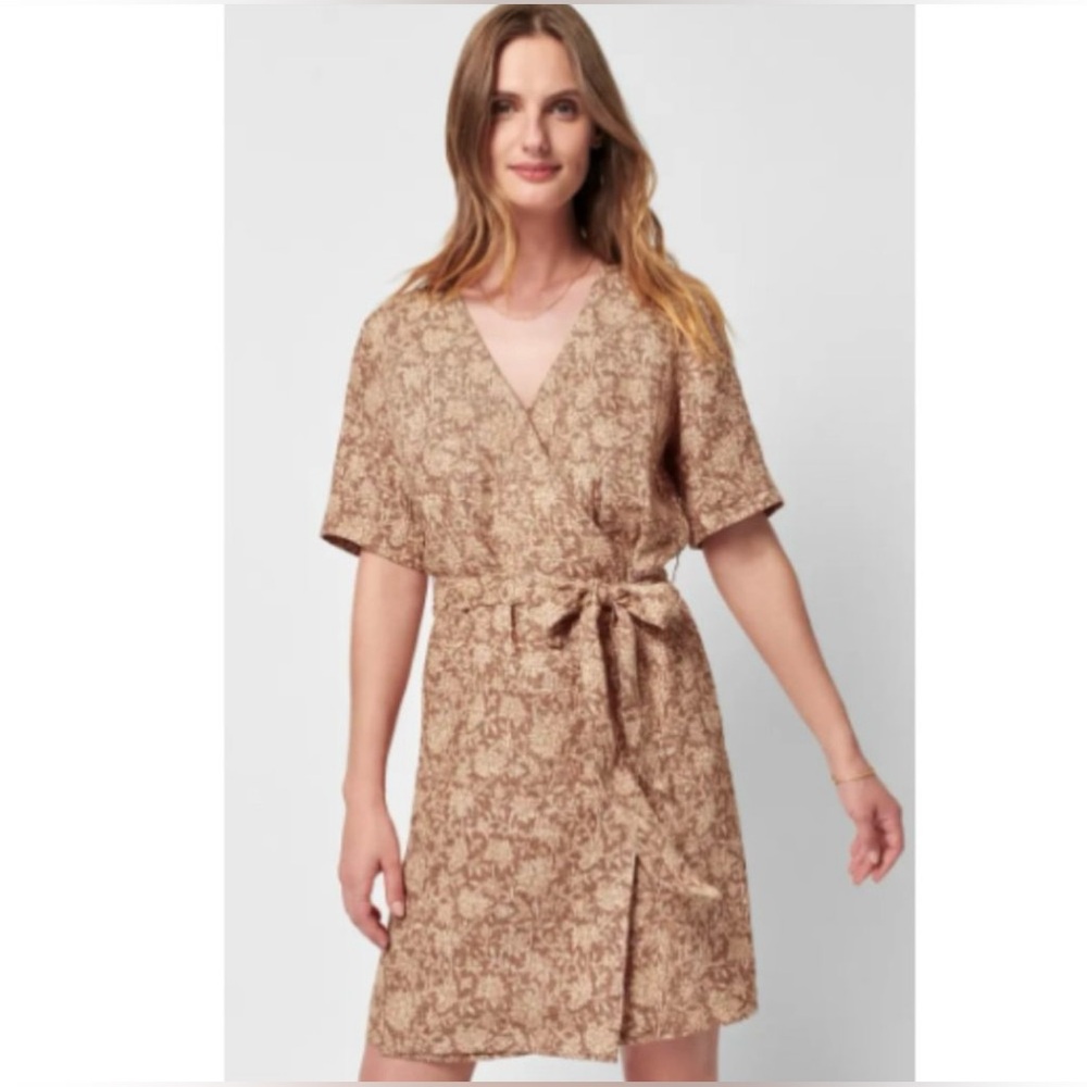 [Faherty] Ashley Linen Dress Bronze Riviera Floral